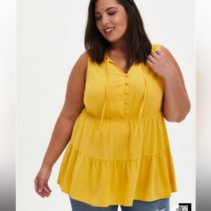 Torrid Rayon Slub Button-Front Tiered Tank